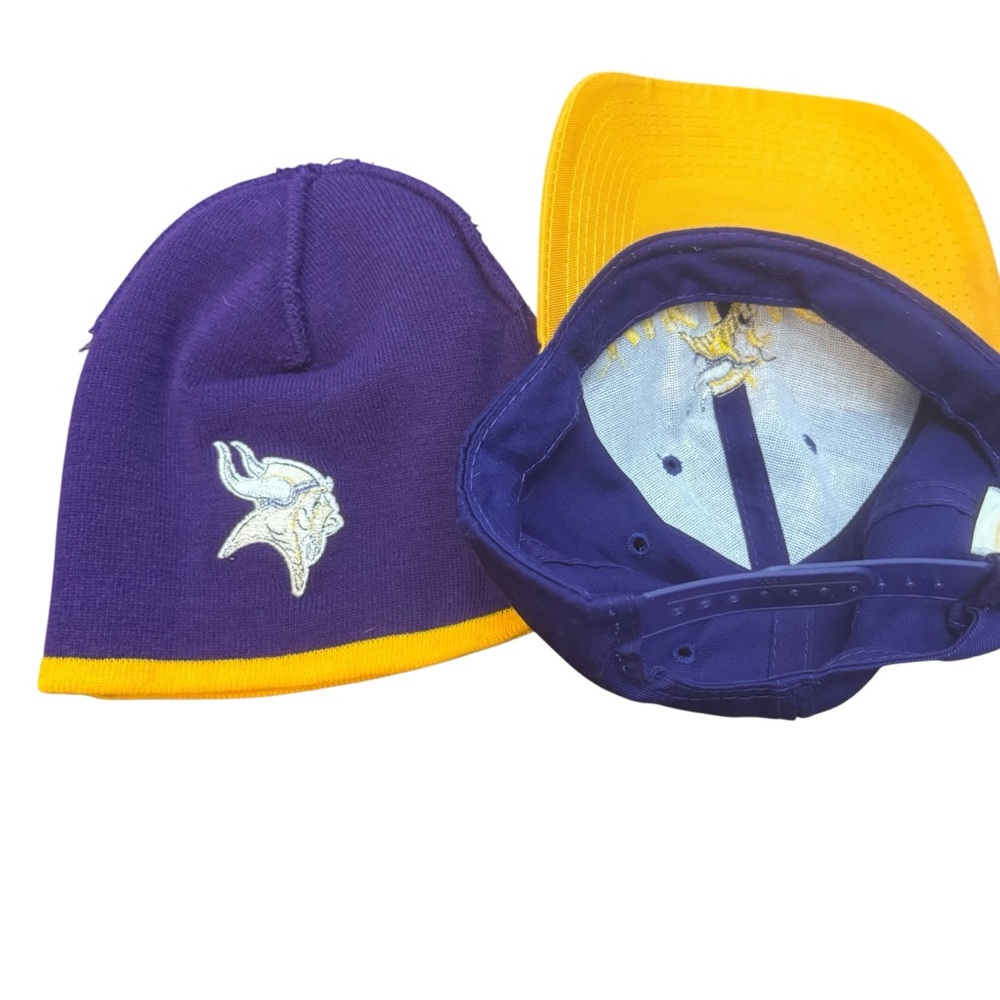 MINNESOTA VIKINGS PURPLE & GOLD STARTER BEANIE AND OTTO BRAND SNAPBACK CAP NFL - Picture 4 of 8